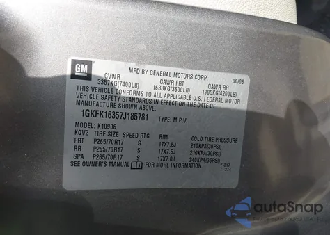 2007 GMC Yukon Xl 1500 Slt from USA, damaged, VIN 1GKFK16357J185781